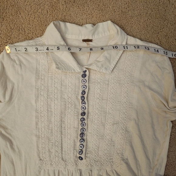 Free People White Boho Snap Up Tunic Top - Picture 12 of 15